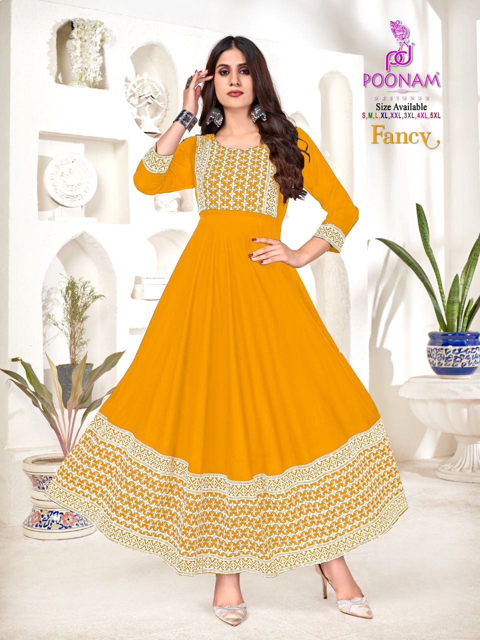 Poonam Fancy Designer Festive Wear Long Anarkali Kurti Collection